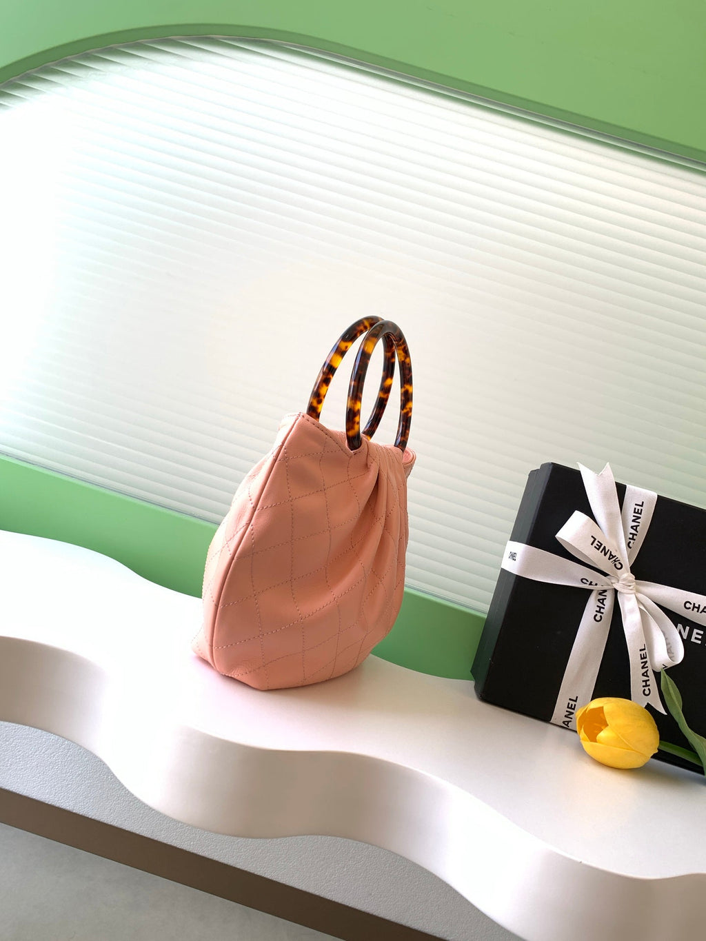 CC 26C Lambskin Handbag with Tortoiseshell Handles